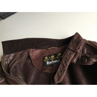 Pre-owned Barbour Leather Jacket In Brown