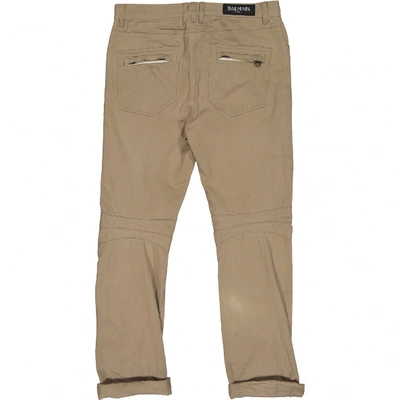 Pre-owned Balmain Trousers In Beige