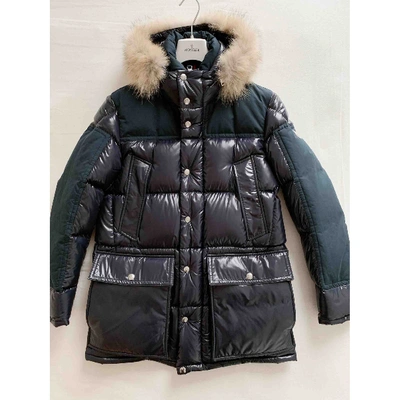 Pre-owned Moncler Navy Polyester Coat Fur Hood