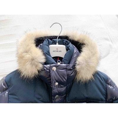 Pre-owned Moncler Navy Polyester Coat Fur Hood