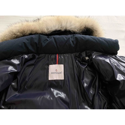 Pre-owned Moncler Navy Polyester Coat Fur Hood