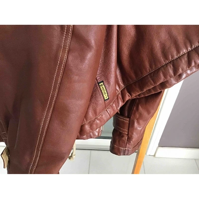 Pre-owned Armani Jeans Leather Jacket In Brown