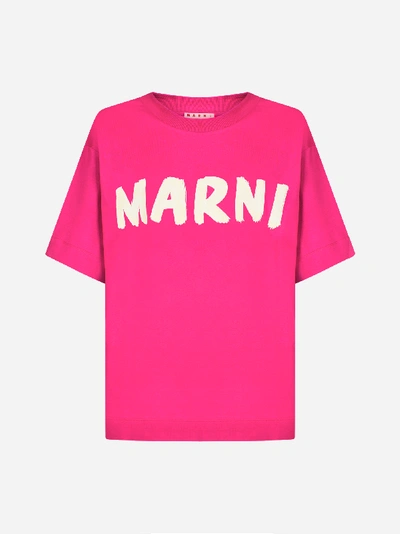 Shop Marni T-shirt Oversize In Cotone Con Logo
