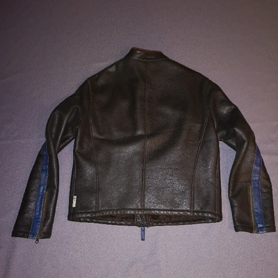 Pre-owned Emporio Armani Leather Jacket In Brown