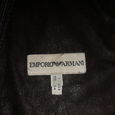 Pre-owned Emporio Armani Leather Jacket In Brown