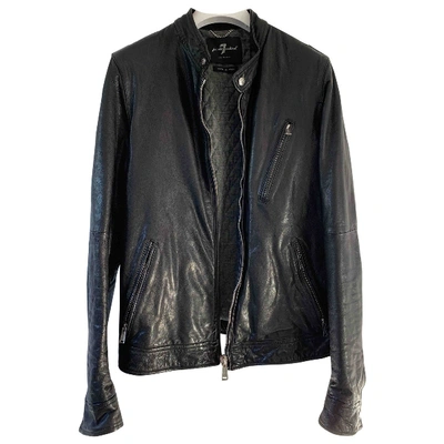 Pre-owned 7 For All Mankind Leather Jacket In Black