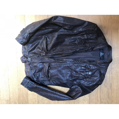 Pre-owned Daniele Alessandrini Leather Jacket In Brown