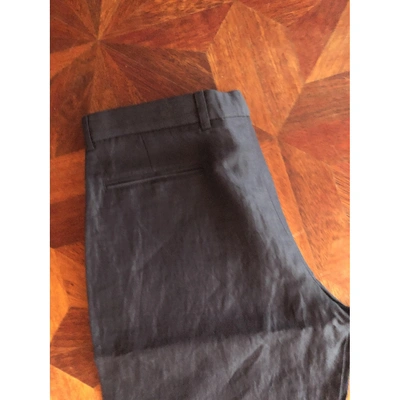 Pre-owned Armani Collezioni Linen Trousers In Black