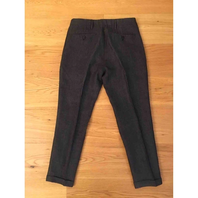 Pre-owned Prada Linen Trousers In Anthracite