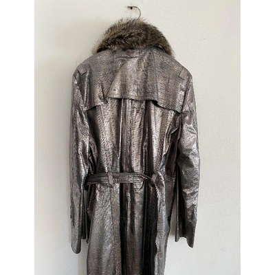 Pre-owned John Richmond Leather Trenchcoat In Metallic