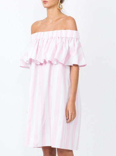 Shop Maisonrabihkayrouz Off The Shoulder Woven Dress Pink