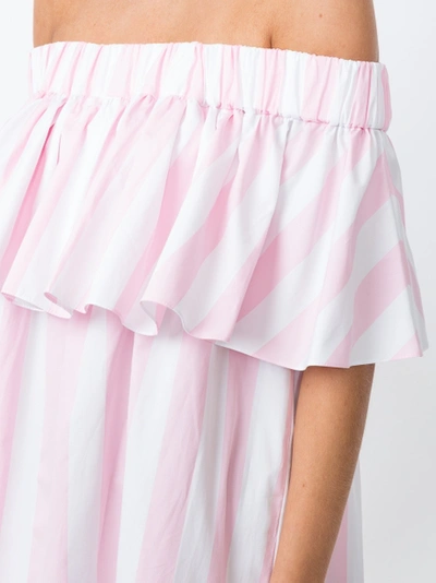 Shop Maisonrabihkayrouz Off The Shoulder Woven Dress Pink