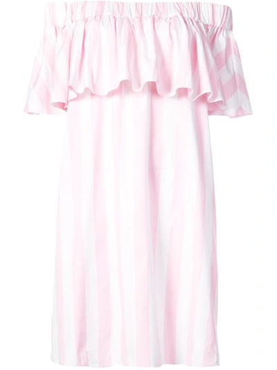 Shop Maisonrabihkayrouz Off The Shoulder Woven Dress Pink