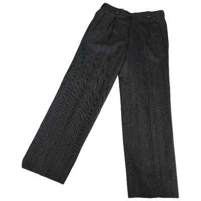 Pre-owned Trussardi Wool Trousers In Grey