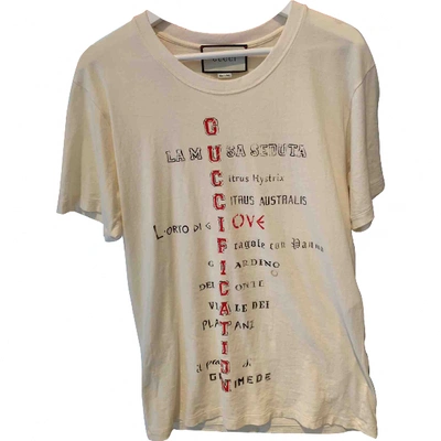 Pre-owned Gucci Linen T-shirt In White