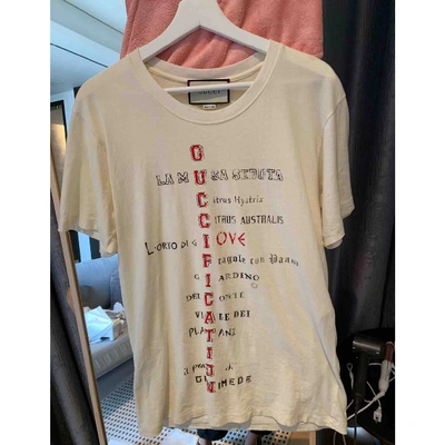 Pre-owned Gucci Linen T-shirt In White