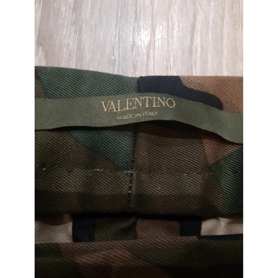 Pre-owned Valentino Khaki Cotton Trousers