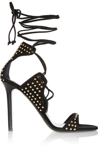 Tamara Mellon Gladiatrix Suede Sandals With Microstuds In Black