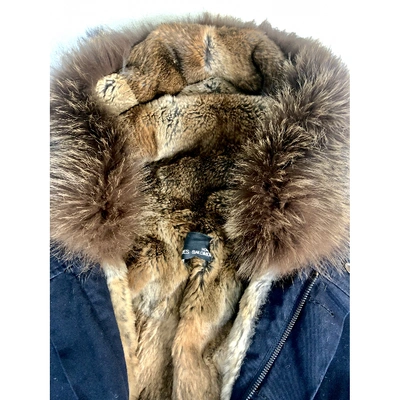 Pre-owned Yves Salomon Navy Rabbit Coat