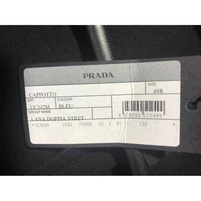 Pre-owned Prada Wool Coat In Navy