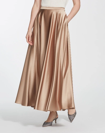 Shop Lafayette 148 Reverie Satin Cloth Ambria Skirt In Beige