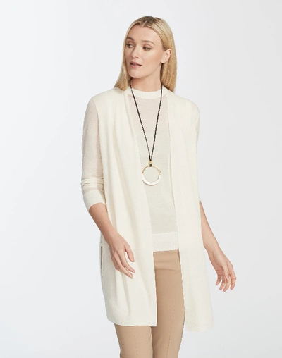 Shop Lafayette 148 Finespun Voile Sheer Open Front Cardigan In White