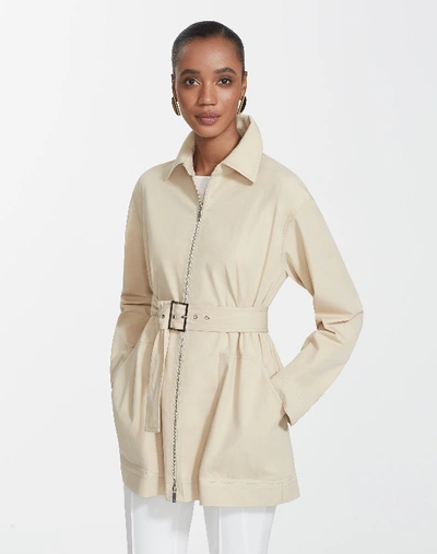 Shop Lafayette 148 Plus-size Italian Bi-stretch Pima Cotton Allegra Jacket In Beige