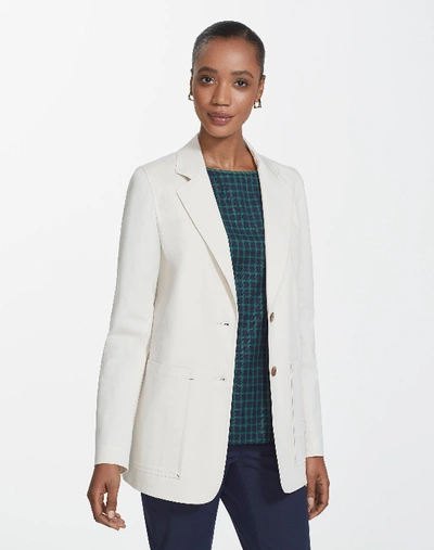 Shop Lafayette 148 Plus-size Italian Gabardine Annmarie Jacket In Beige