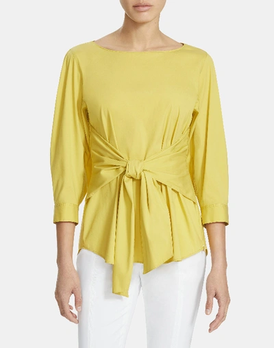 Shop Lafayette 148 Italian Stretch Cotton Wixton Blouse In Quince