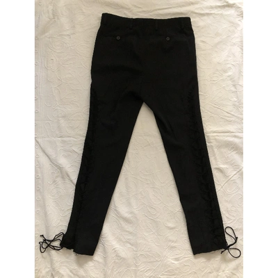 Pre-owned Lanvin Wool Trousers In Black