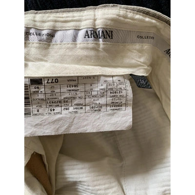Pre-owned Armani Collezioni Ecru Cotton Trousers