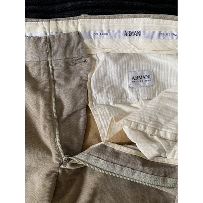 Pre-owned Armani Collezioni Ecru Cotton Trousers