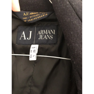 Pre-owned Armani Jeans Wool Coat In Blue