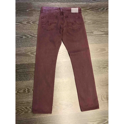 Pre-owned Ag Straight Jeans In Burgundy