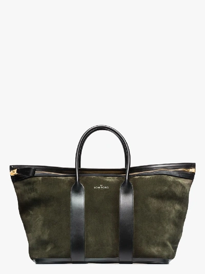 Shop Tom Ford Green Suede Weekend Holdall