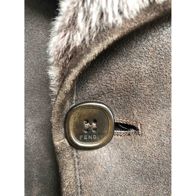 Pre-owned Fendi Leather Coat In Brown