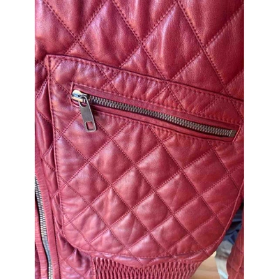 Pre-owned Dolce & Gabbana Leather Jacket In Burgundy