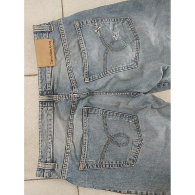 Pre-owned Calvin Klein Turquoise Denim - Jeans Shorts