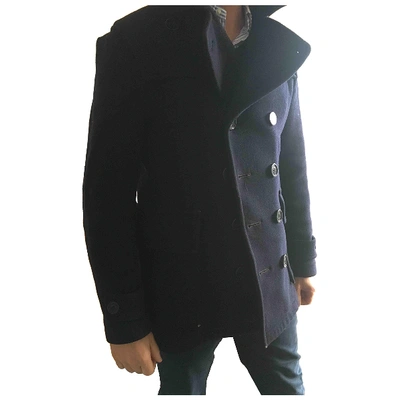 Pre-owned Burberry Navy Wool Coat