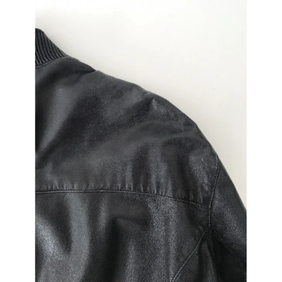 Pre-owned Armani Jeans Blue Leather Jacket