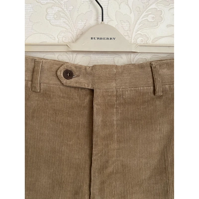 Pre-owned Canali Velvet Trousers In Beige