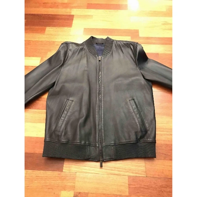 Pre-owned Fendi Leather Jacket In Navy