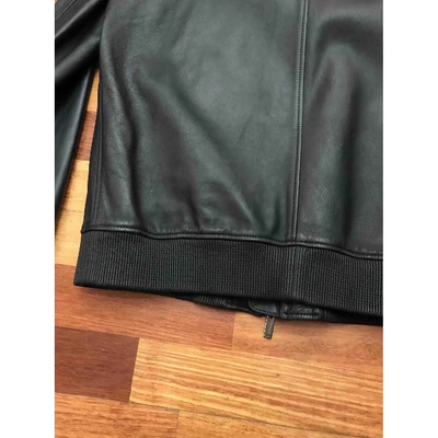 Pre-owned Fendi Leather Jacket In Navy