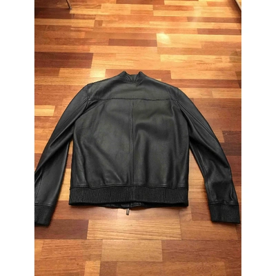 Pre-owned Fendi Leather Jacket In Navy