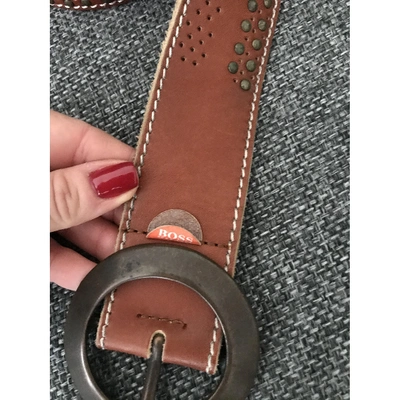 Pre-owned Hugo Boss Leather Belt In Brown