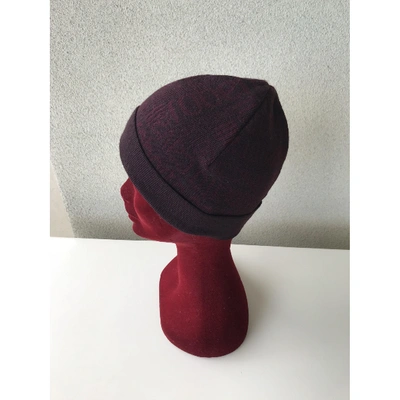 Pre-owned Roberto Cavalli Wool Hat In Burgundy