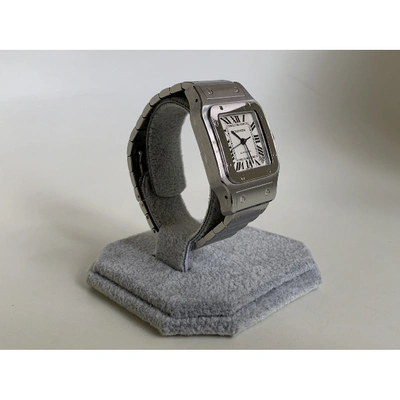 Pre-owned Cartier Santos 100 Xl Silver Steel Watch