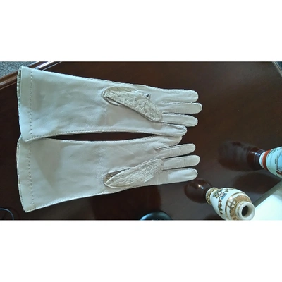 Pre-owned Prada White Ostrich Gloves