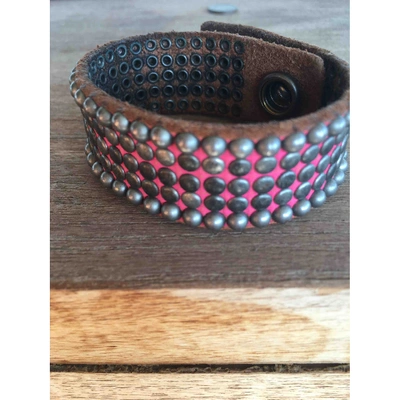 Pre-owned Htc Leather Bracelet In Pink