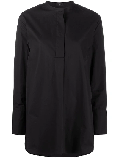 Shop Joseph Aufray Mock Collar Poplin Shirt In Black